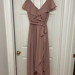Women's V Neck A-Line Chiffon Pleated Bridesmaid Dress